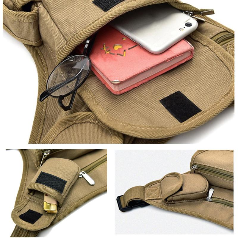 Men Canvas Drop Leg Bag Waist Bag Fanny Pack Belt Hip Bum Travel Multi-purpose Motorcycle Messenger Shoulder Bag