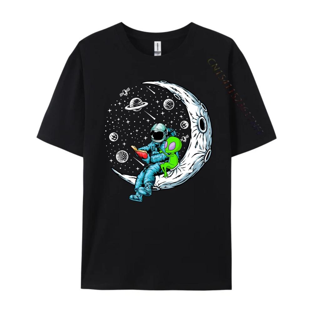 Funny Alien Astronaut Reads Book Outer Space Book Readers Cute Oversized T Shirt Unisex Short Sleeve Tee Cinco de Mayo