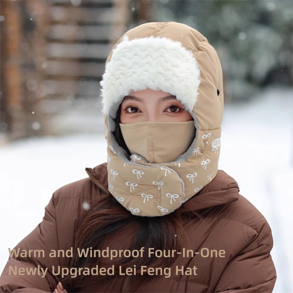 Bow Pattern Pullover Hats Cold Proof Cycling Mask New Ear Protection Cap  Winter