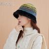 New warm ear protection bucket hat women's plush gradual change color matching basin hat autumn and winter wool knitted versatile bucket hat