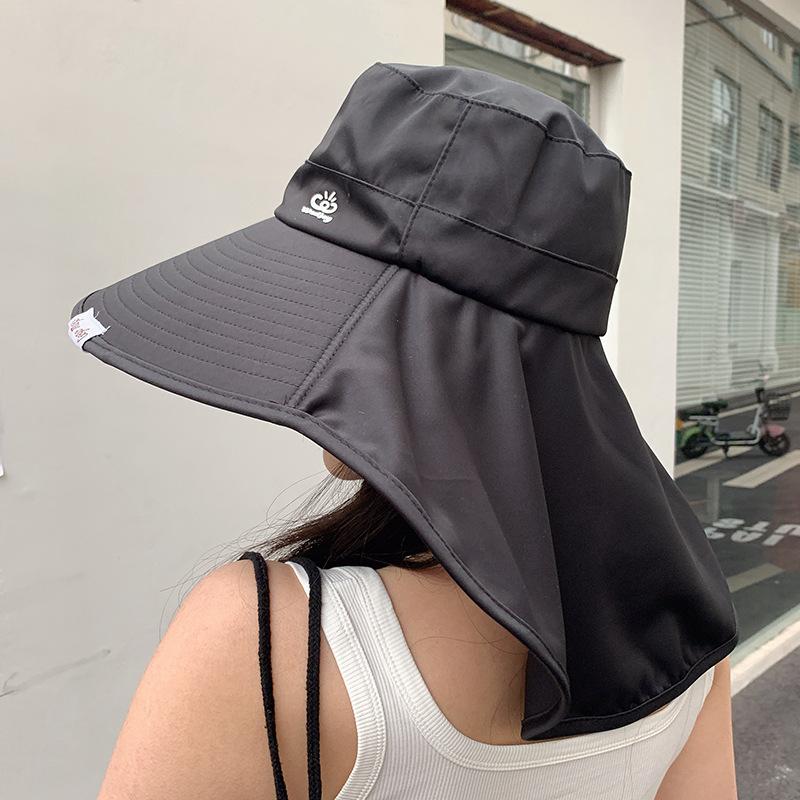 

Big brim sun hat children summer cycling face cover UV protection shawl sun hat outdoor climbing bucket hat Adjustable (56-59) Windbreak rope