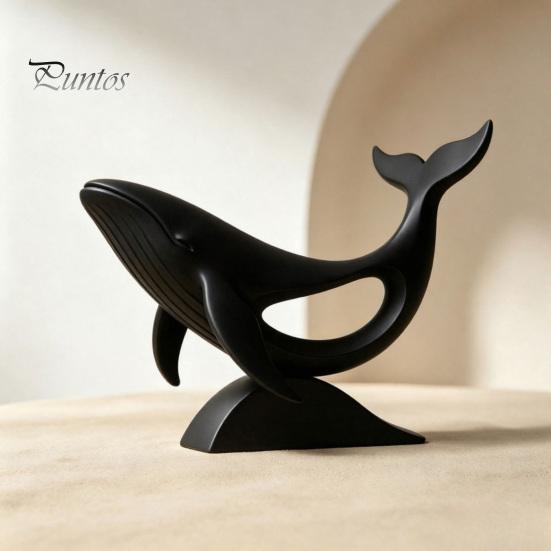 Minimalist Whale Ornaments Hollow Figurine, 3D Printed Matte Animal Sculpture for Artistic Desktop Decoration Home Office Desk Decor, Modern