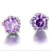 Klassische Krone, silberfarben, Amethyst-Kristall-Ohrstecker für Damen, elegante Ohrringe, Schmuck, Geschenk