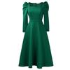 D3354 Autumn/Winter Women's Square Neck High Waist Evening Gown - Solid Color African Dress