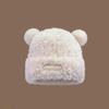 Cute Little Bear Hat Winter Thickened Big Headed Soft Glutinous Plush Hats Ear Protection Woolen Korean Warm Fluffy Fur Headgear