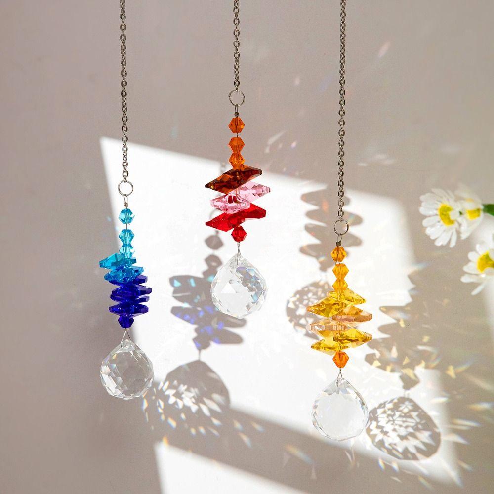 5Pcs Hanging Prism Pendant Rotating Sun Catcher Home Decor Crystal Wind Chime  Outdoor