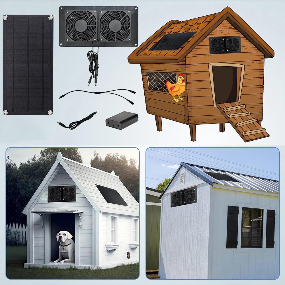10W 12V Solar Exhaust Fan with Waterproof Solar Panel Air Extractor Solar Fan for Greenhouse Chicken Coop Shed Dog House Outside