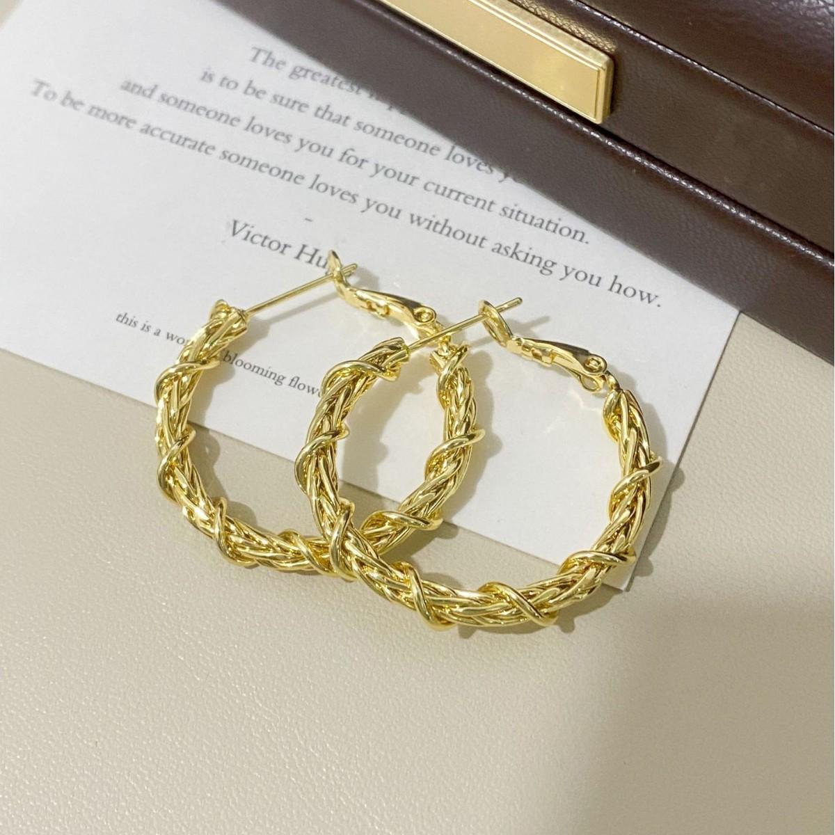 French Minimalist Metal Hoop Earrings – Light Luxury, Versatile Fashion Design