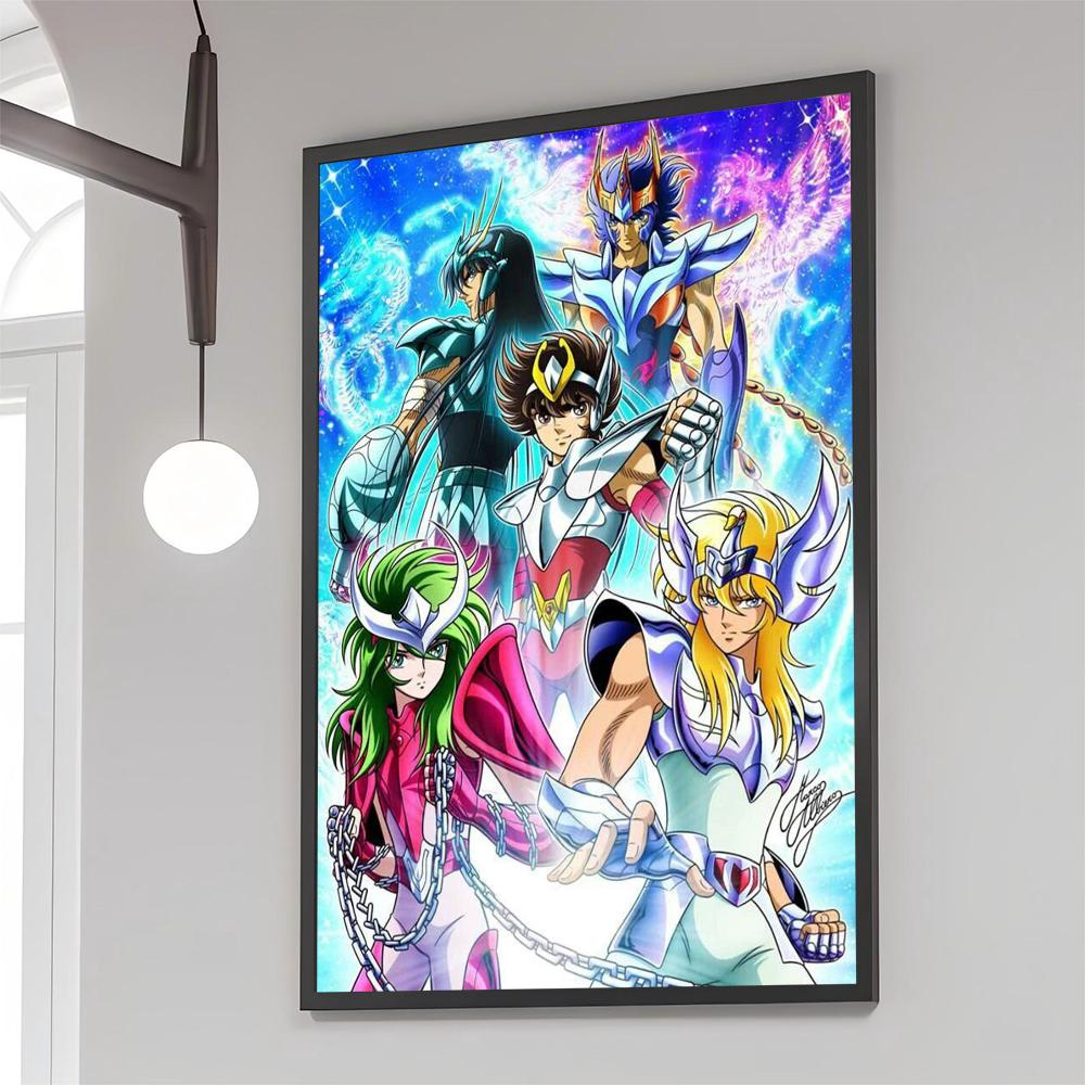 1 Pezzo Poster Saint Seiya Film Poster Adesivi Carta Kraft Retrò Adesivo Fai da Te Stanza Bar Caffè Estetica Arte Pittura Murale