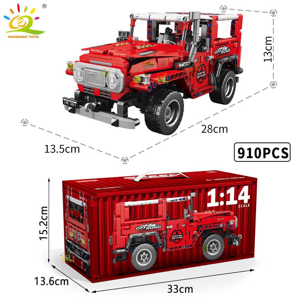 HUIQIBAO 1:14 Geländewagen Rennwagen Technisches Modell Baustein MOC LKW Baustein Kinder Stadt Bauspielzeug Jungenspiel