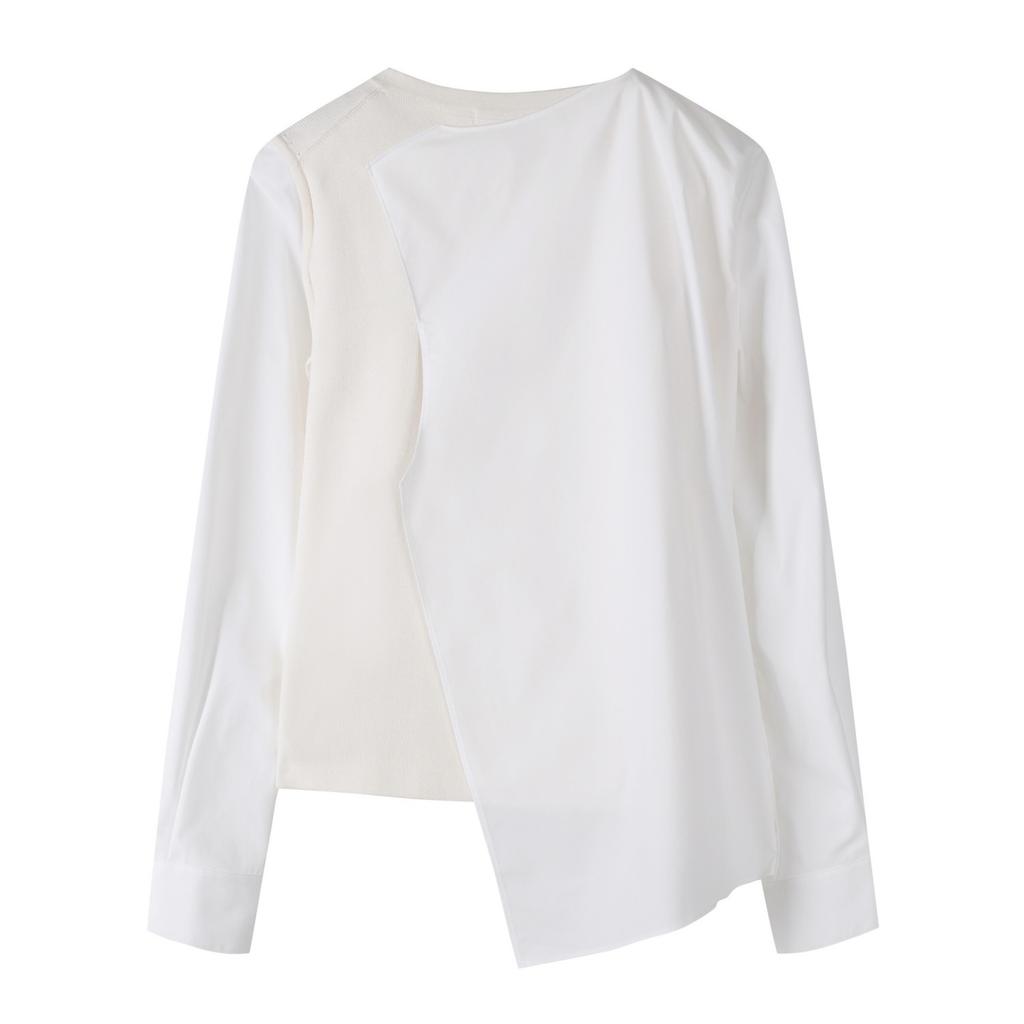 RECODE Half And Half Woven Knitted Blouse_Rqsaa23501Ivx