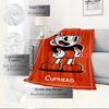 1pc Cuphead,Cartoon,Orange Flannel Blanket  Lightweight Soft for All Seasons, Ideal for Couch, Office, Bed, Travel, Camping  Throw