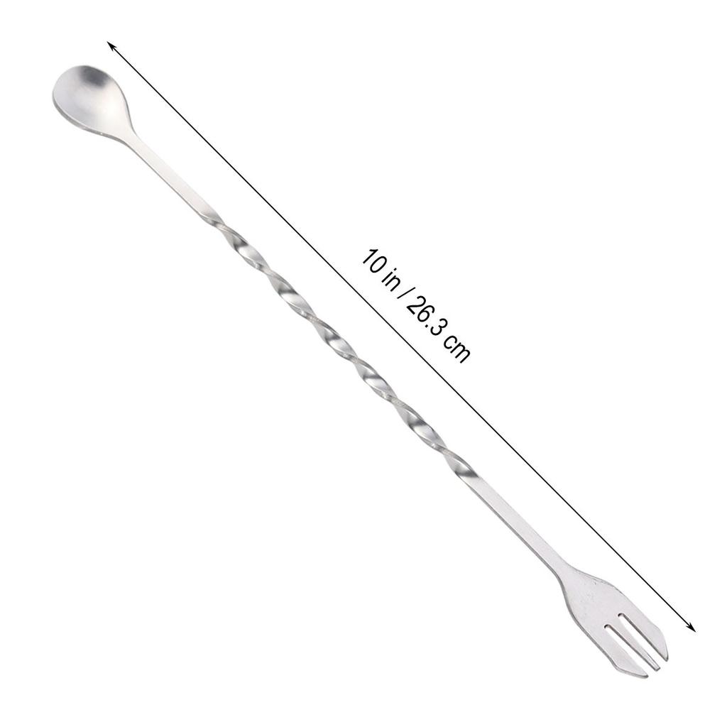 32Cm Stainless Steel Bar Spoon Mixing Fork Swizzle Stick for Cocktails Tea Drinks Easy to Clean Dishwasher Safe