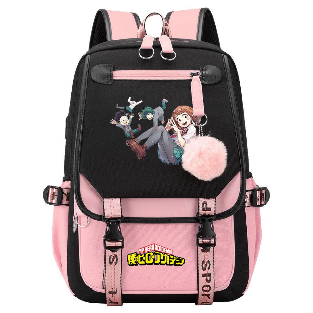 Day Man My Hero Academy USB Teen Student School Bag Men's and Women's Casual Webbing Flip Backpack