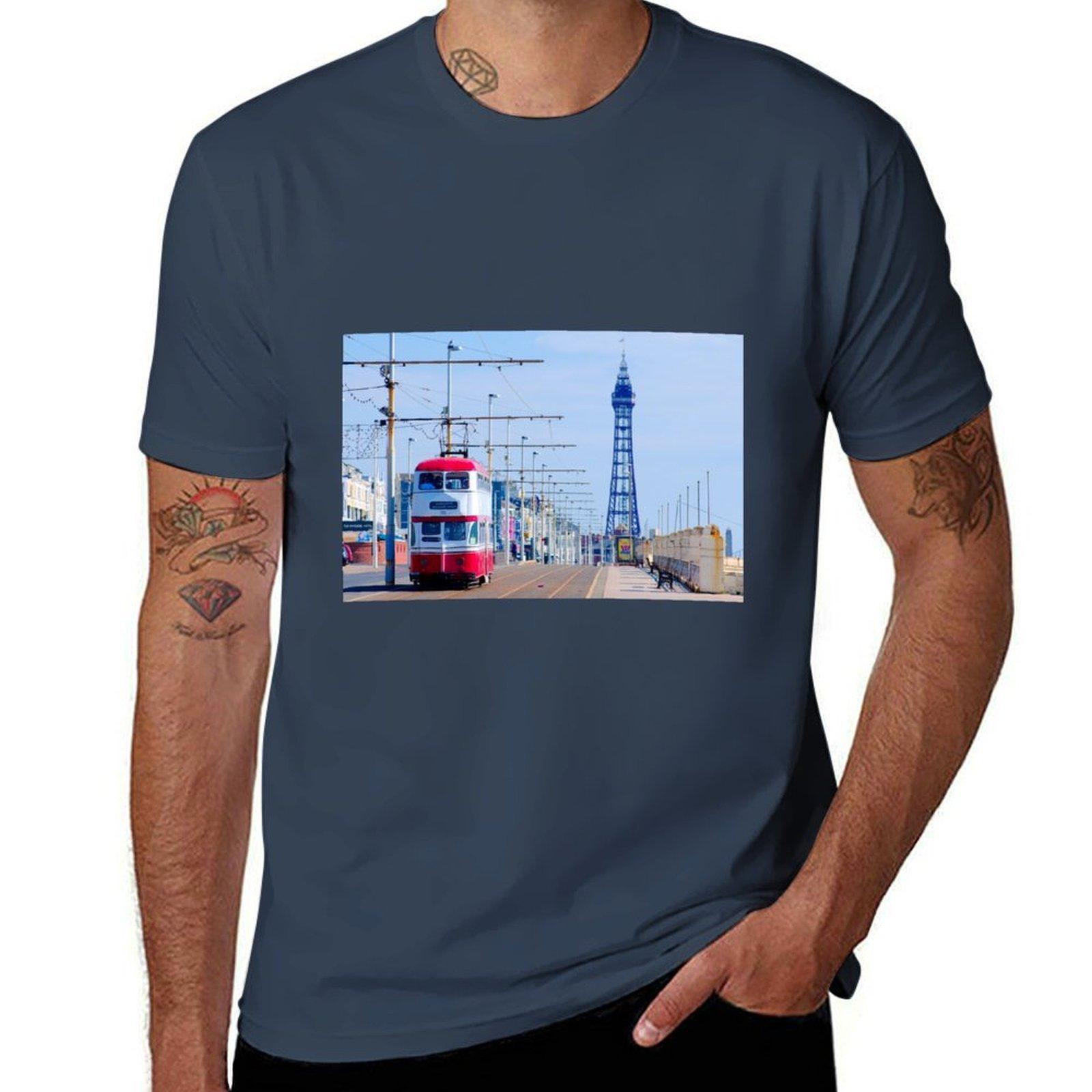 Classic Vintage Heritage Blackpool Tram With Blackpool Tower Great Gift Ideas Tshirt Casual Graphic Print Tee S