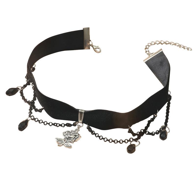 Classic Retro Rose Neckchain Simple Romantic Couple Gift Necklace Collar Japanese Ins Collar Chain Jewelry