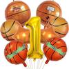 18-inch aluminum foil basketball-shaped balloons for boys' parties, ideal for decorating children's birthday parties