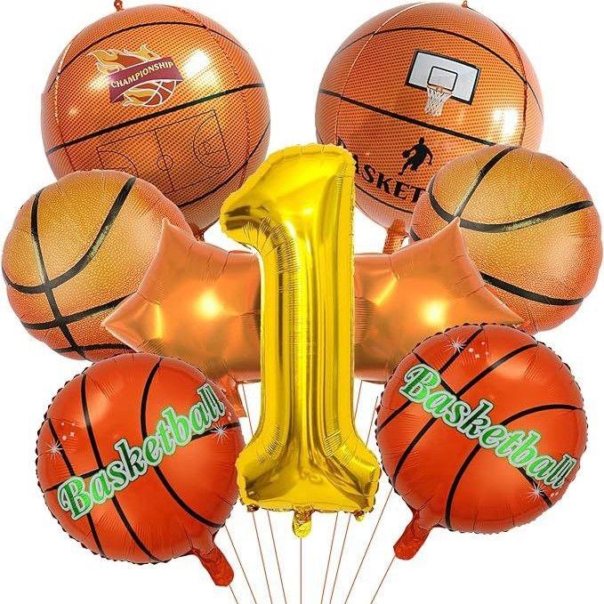18-inch aluminum foil basketball-shaped balloons for boys' parties, ideal for decorating children's birthday parties