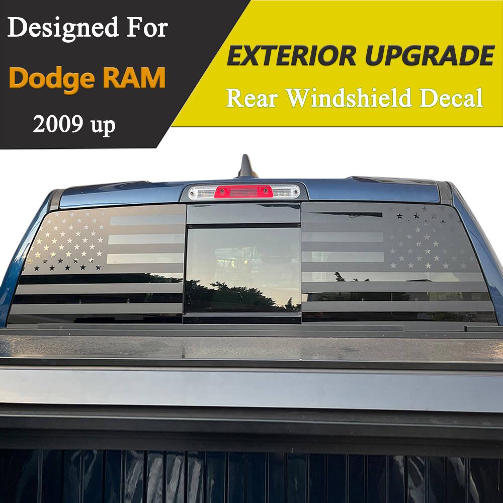 Car Rear Window Stickers for Dodge RAM 2009-2026 Window Decal Waterproof Cover Trim PVC U.S. Flag Exterior Accessories