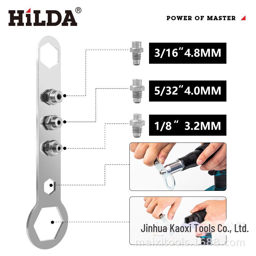 HILDA Brushless Portable Stainless Steel Rivet Gun with Lithium Battery