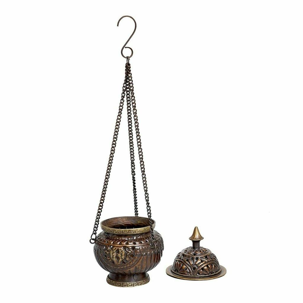 Brown Brass Antique Finish Hanging Incense Burner AN1174