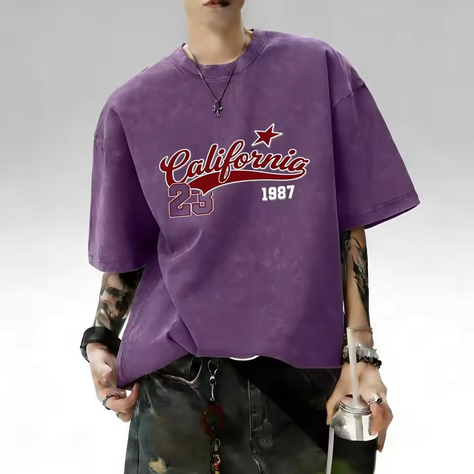 Summer Hot Selling New Men's Gothic Letter Tiger Print Comfortable and Breathable Round Neck T-shirt Outdoor Street Style Top