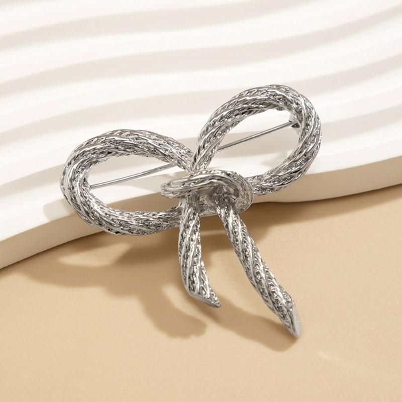 Exquisites Irregular Bowknot Charm Brooch Alloy Pin Badge Fashion Lapel Pin Clothing Decorations Jewelry for Women Girls