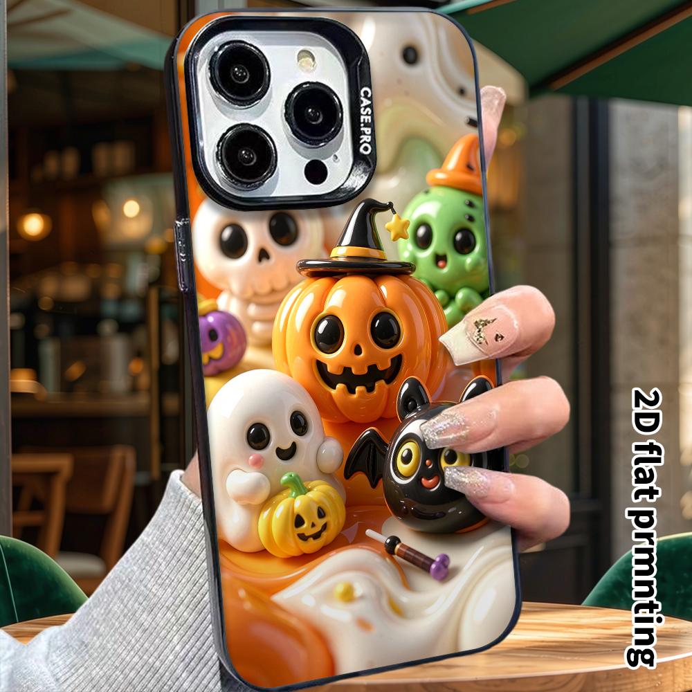 Phone case: 2D flat, suitable for iPhone 18 17 16 15 14 13 12Pro protective case, pumpkin little monster, perfect holiday gift for Christmas and Hallo