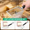 Stainless Steel Cat Litter Scooper Set with Small Broom and Dustpan Clean Non-Stick Shovel For Small Pets or Reptile Sand Waste