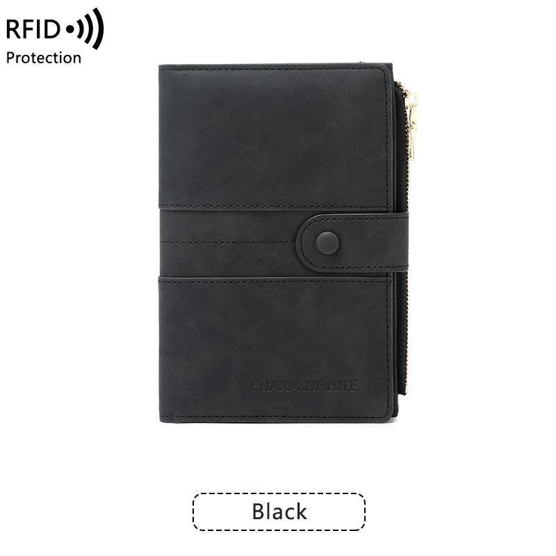 New Anti-theft Brush RFID Passport Holder Zip Buckle Passport Cover Document Holder Multifunctional Travel Passport Case