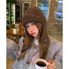 Knitted Looped Wool Cute Flying Hat for Women Winter White Ear Protection Warm Wool Lei Feng Hat