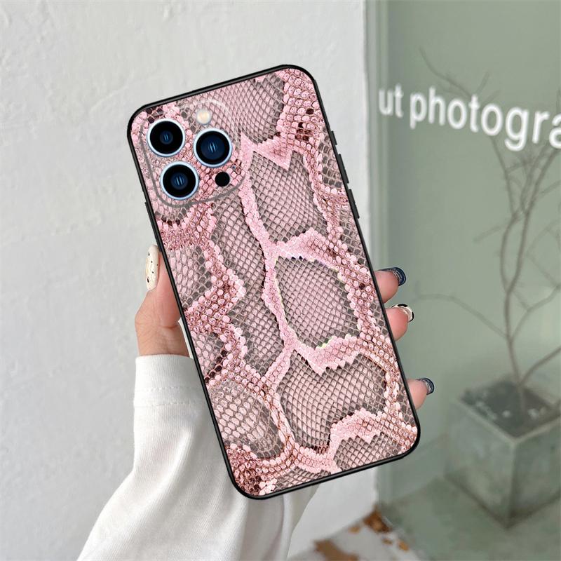 Snake Skin Print Case For iPhone 16 15 11 12 13 14 Pro Max Plus XS X XR 12 13 Mini Back Cover