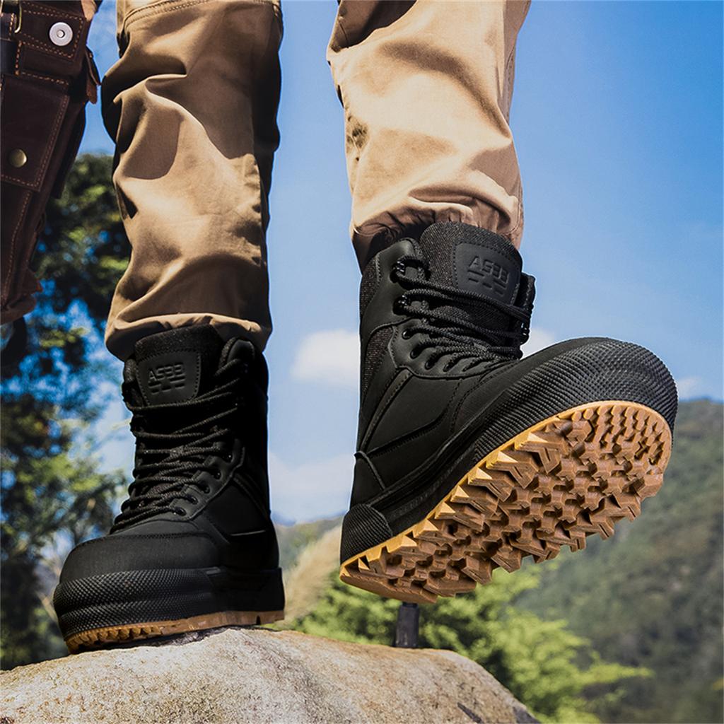 TUINANLE Zapatos de Hombre para Exterior Botas de Senderismo Otoño Caña Alta Resistentes al Desgaste Antideslizantes Senderismo Fuera de Carretera Zapatos Deportivos