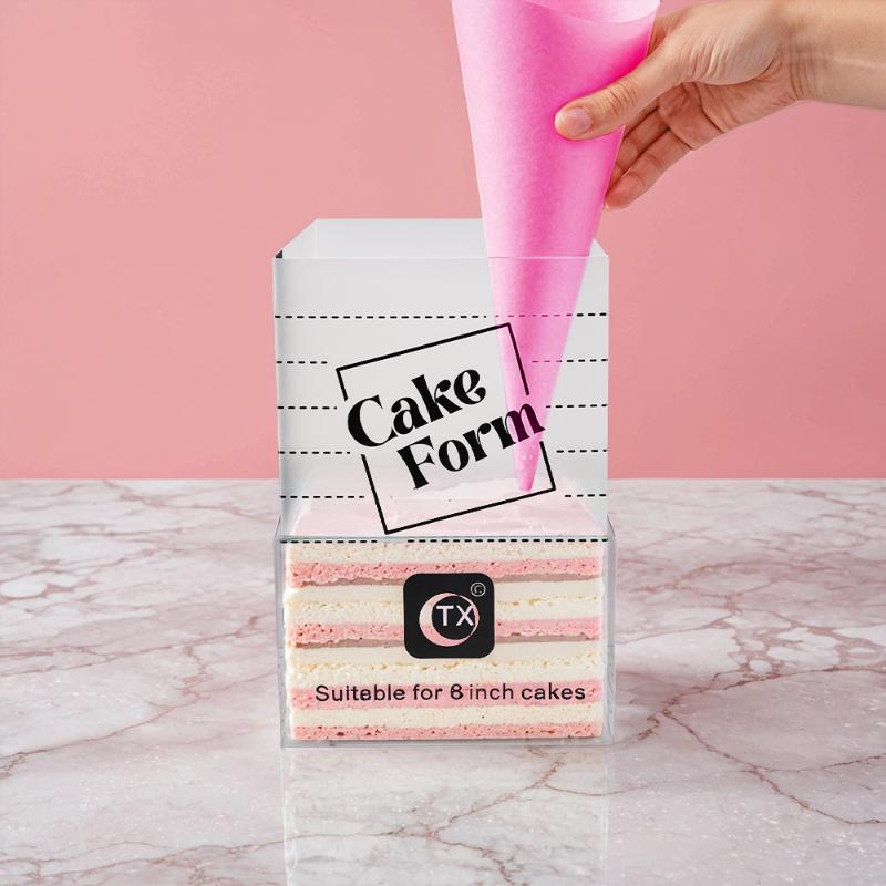 Inel Ajustabil Pătrat pentru Tort Retractabil Inel pentru Mousse Patiserie cu Scară Acrilic Reutilizabil Unelte pentru Copt Decorat Tort