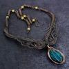 Natural Neon Blue Apatite, Moonstone Copper Wire Wrap Jewelry Necklace 18" s8A15