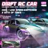 1:24 Scale RC Drift Car 4WD 2.4GHZ 28km/h HighSpeed Alloy Metal Racing Car With Drift Tires Barricades And LEDLights Gift For Boys