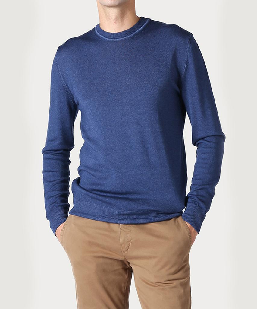 PANICALE Crew Neck Wool Sweater [Blue]