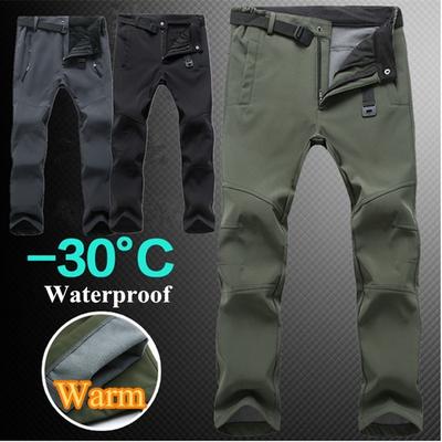 Men's Winter Outdoor Waterproof Hiking Trousers Camping Climbing Fishing Skiing Fleece Warm Pants