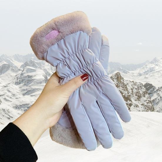 1 paire de gants d'hiver doublure en peluche épaisse coupe-vent chaud résistant au froid cinq doigts écran tactile imperméable anti-dérapant doux dame gants de cyclisme d'équitation
