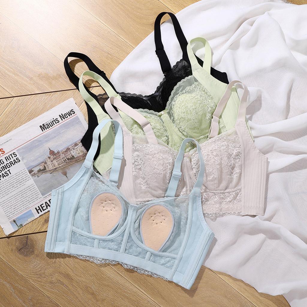 Rabbit Ear Cup Bra Women's Thin Breathable Lace Bra Without Steel Ring Push Up Bra