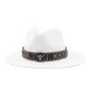 European and American retro literary hats cow head decoration western denim straw hat casual jazz hat men's and women's curved hats
