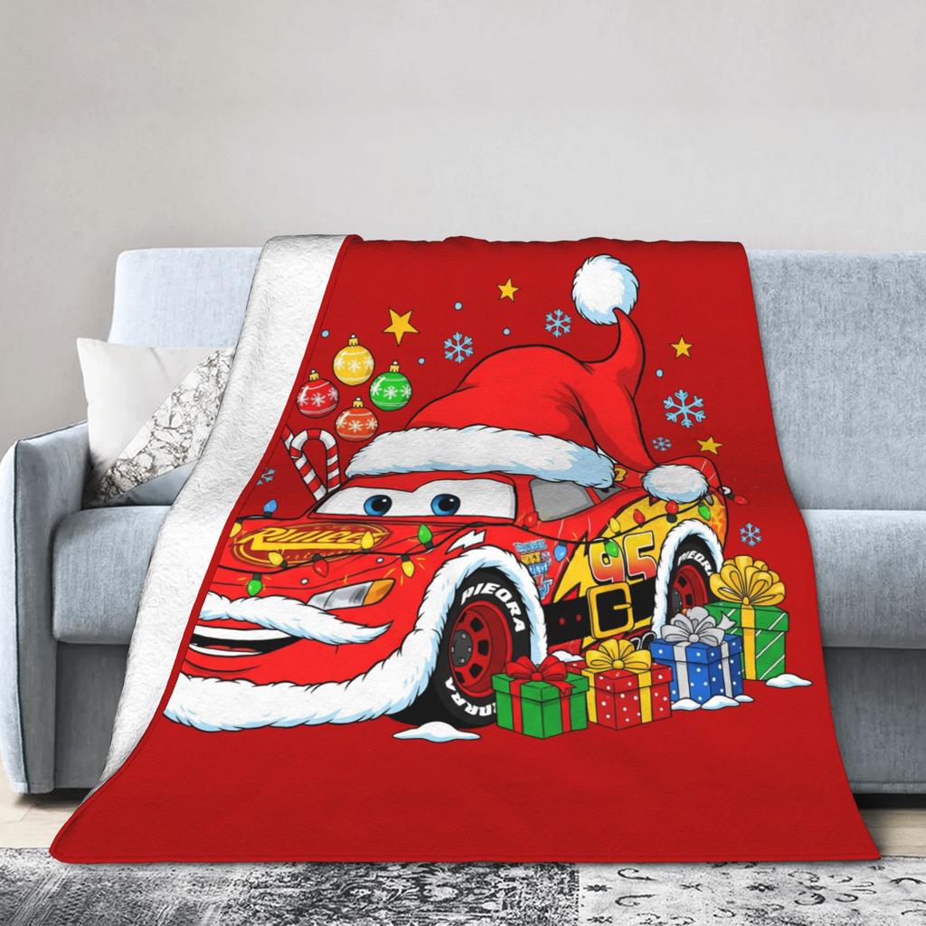 Lightning Mcqueen Cars Christmas Blanket Fleece Spring/Autumn Multi-function Warm Throw Blanket for Sofa Couch Rug Piece
