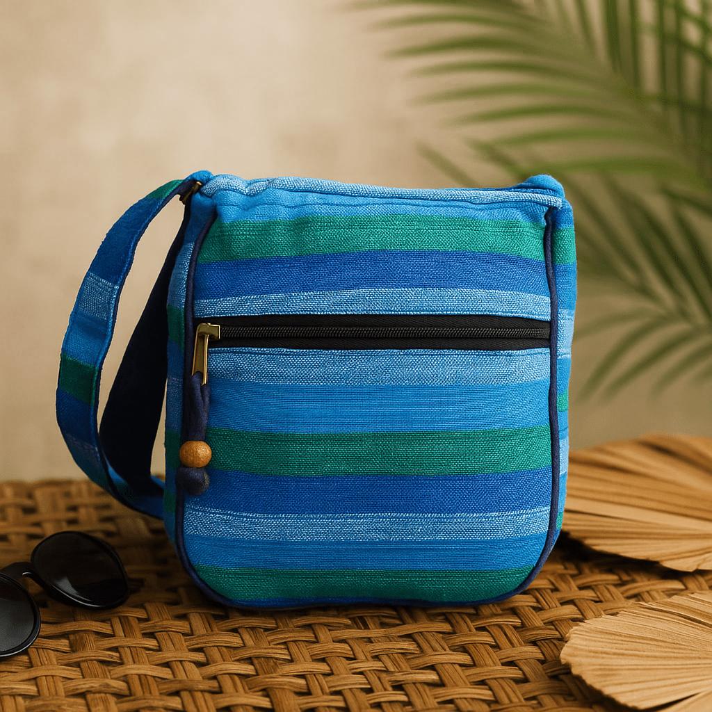 Sling Bag Adjustable Strap Blue Nepal