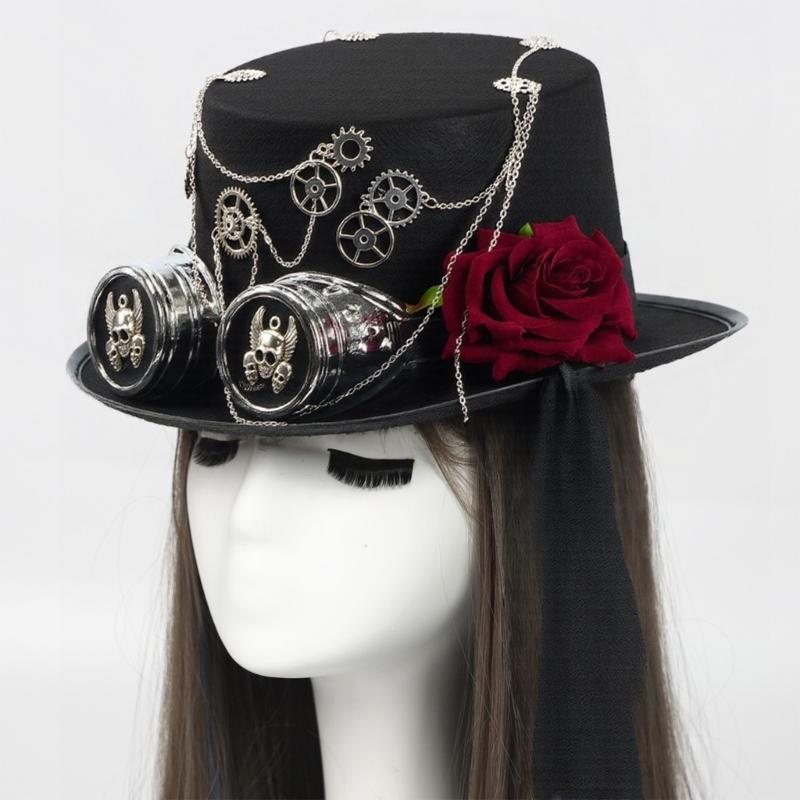 Victorian Style Mesh Caps Gothic Headpiece Adjustable Goggles Headwear Costume Accessories For Theme Parties Halloween