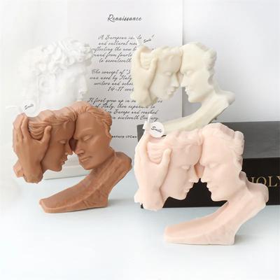 DIY Lovers Kiss Candle Silicone Mold Nordic Style Simple Face Kissing Sculpture Resin Gypsum Silicone Mold Wedding Decor