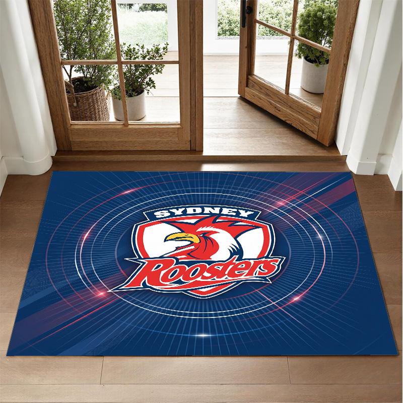 Sydney Roosters Design Crystal Velvet Rug Soft Decorative Mat for Bedroom Entrance