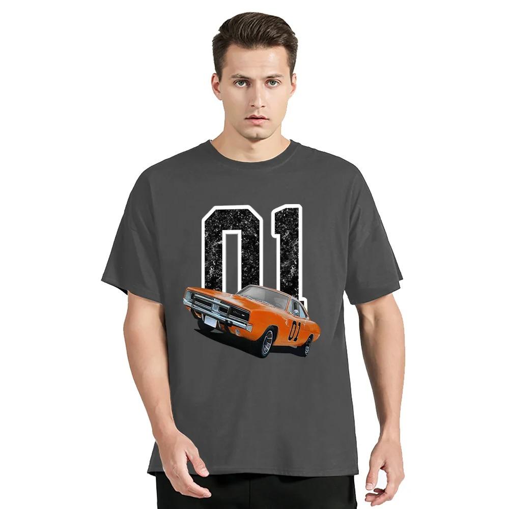 General Lee Charger Paul Kuras Erkek Tişört Araba Moto Tişörtler Oversize Pamuklu Tişört Günlük Sokak Giyim Üstler Fitness Grafik Tişört