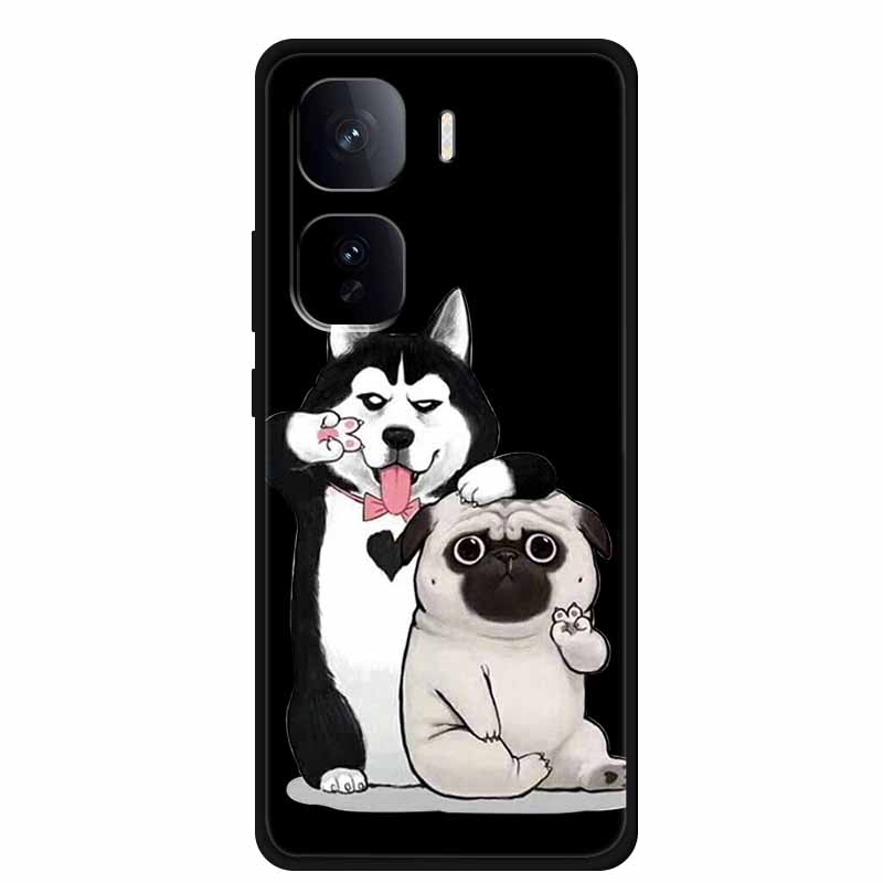 Black Silicone Case For Vivo iQOO Neo 10 Pro Plus Case Cartoon Coque Soft Back Cover For Vivo iQOO Neo 9s Pro Plus Case Funda