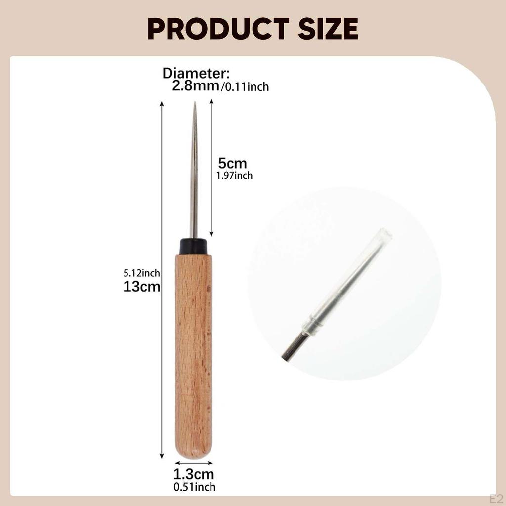 2x Leder-Nähahle mit Holzgriff, Kratzwerkzeug, Handnähgerät für Taschen, Segeltuch, Schneiderei