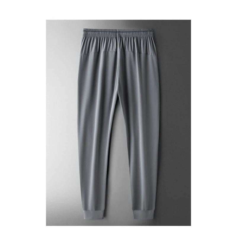 Men's High Stretch Ice Silk Casual Pants Summer Quick Dry Joggers With Zipper Pockets